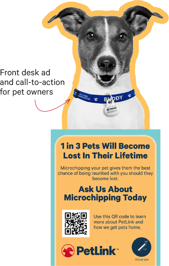 Front deck ad and call-to-action for pet owners