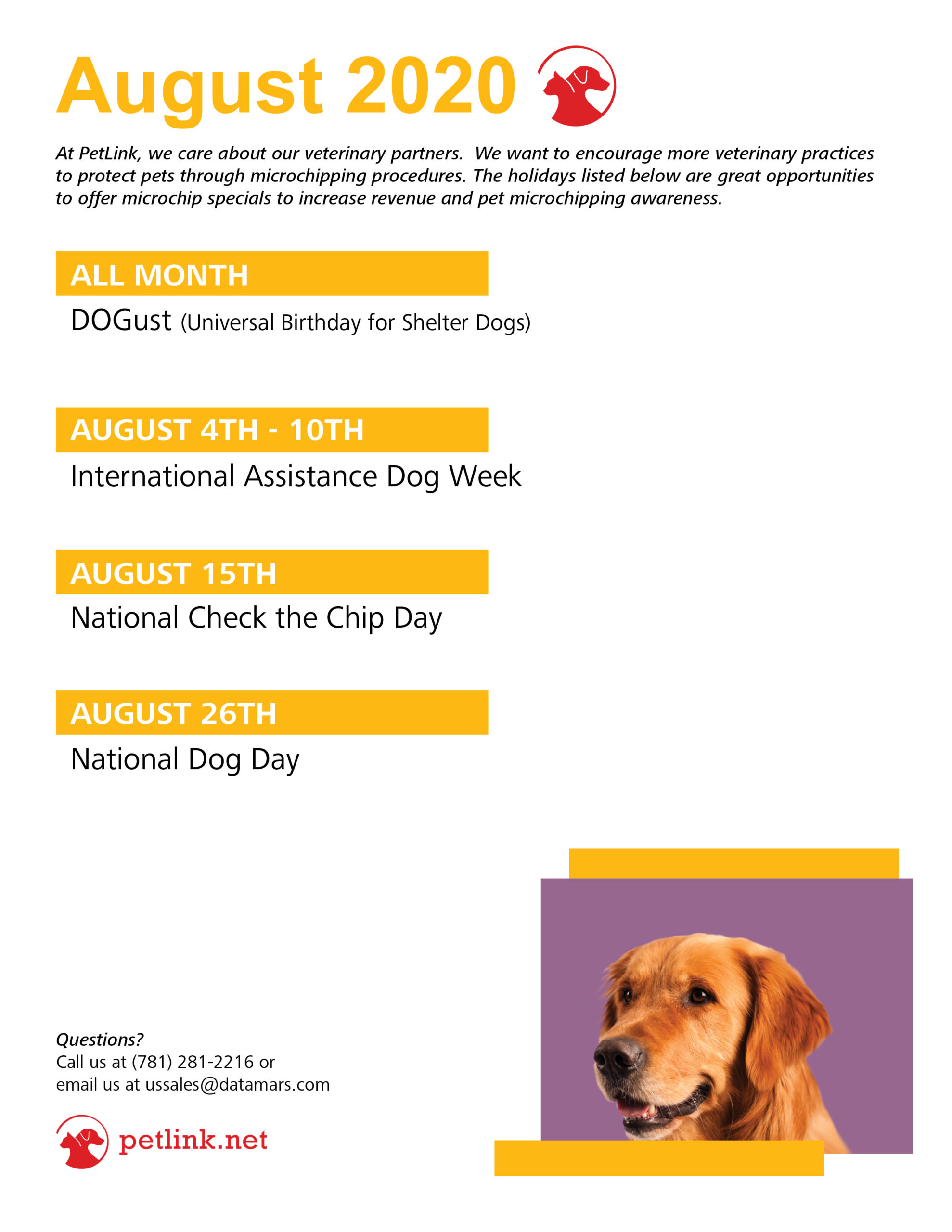 Pet Holiday Calendar August 2020 PetLink